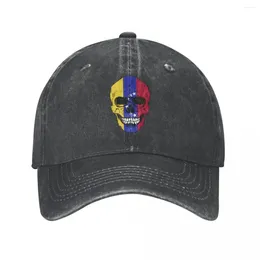 Ball Caps Vintage Venezuela Flag Skull Baseball Unisex Distressed Denim Sun Cap Venezuelan All Seasons Adjustable Fit Hat