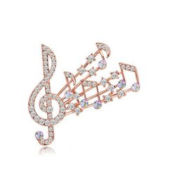 Fashion Exquisite Music Notation Brooch For Women Scarf Pins Shiny Crystal Rhinestone Brooches Wedding Bride Bouquet Corsage Jewel8331096