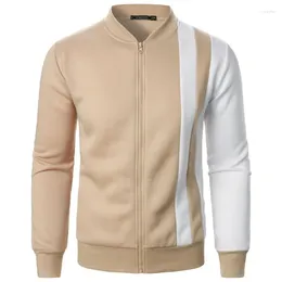 Men's Hoodies Zippered Stand Up Collar Colour Blocking Hoodie Casual Jacket Cardigan