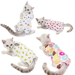 Dog Apparel Cute Fruit Print Cat Weaning Sterilization Suit Small Cats Jumpsuit Anti-lick Recovery Clothing After Pajamas
