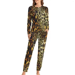 Women's Sleepwear Tiger Print Pajamas Wild Animal Skin Cute Set Women 2 Piece Night Oversized Design Home Suit Gift Idea