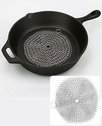 Cast Iron Cleaner 304 Stainless Steel Chainmail Scrubber for Cast Iron Pan PreSeasoned pans Dutch Ovens Waffle Iron Scraper6249626