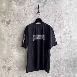 24ss Ceiling Paris Flame Letter Short Sleeved Oversize Loose Fit Unisex T-shirt