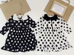Top girl dress Color collision wave point design baby dresses Size 100-150 designer child skirt White lapel toddler frock Dec20