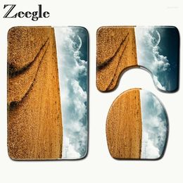 Bath Mats Zeegle Bathroom Carpet Scene Pattern Anti Slip Mat Set Flannel Floor Washable Toilet Rugs