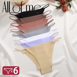 Women's Panties 6Pcs Women Sexy Underwear Breathable Female T-back Intimate Elastic Rope Lingerie Seamless Low Waist Underpant Lady Bikini