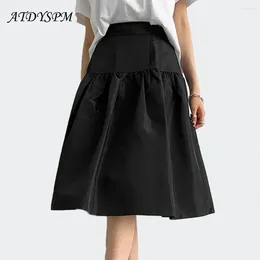 Skirts Vintage High Waist Pleated Skirt Women Korean Fashion College Style Black White A-Line Ladies Casual Sweet Faldas