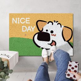 Carpets Porch Door Mat Carpet Creative Design Cartoon Dog Pattern PVC Anti-slip Bathroom Kitchen Home Entrance Can Be Cut