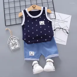 Clothing Sets Born Baby Clothes Print Boys Suit Summer Girl 2 Pieces Sleeveless Top Denim Short Toddler Boy Set Cotton Outfits