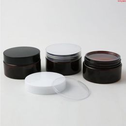 30 x DIY 100g Empty Amber PET cream jar with Plastic white black clear lids and pet seal 100ml Jar Cosmetic Containerhigh qualtity Wtrpa