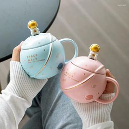 Mugs Ceramic Planet Coffee Cup With Lid Spoon Modern Exquisite Birthday Gift Practical Drinking Creative 400ml Breakfast Mug