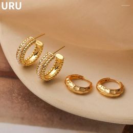 Hoop Earrings Modern Jewelry Luxury Elegant Temperament Gold Color For Women Party Gifts Simply Design Ear Accessories