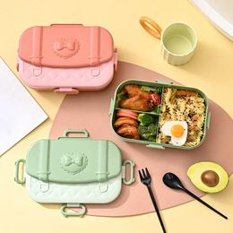 Dinnerware 1PC Square Divided Lunch Box Cute Small Backpack Shape Grade Sealed Portable Bento For Office Workers