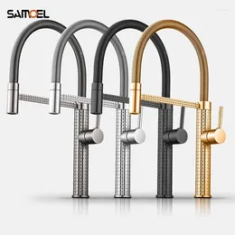 Kitchen Faucets High-end Carving Body Pull Out Faucet Mixer Deck-mount Sink Cold Water Taps Torneira Cozinha 1250C