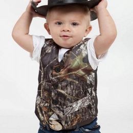 Camo Boy's Formal Wear Camouflage Real Tree Vest Cute V-Neck Sleeveless Vest For Wedding Kids Formal Wear Custom Made 210y