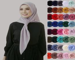 premium heavy Chiffon hijab Square scarf Malaysian Women039s scarves hijabs good stitching stitch plain high quality shawl9866963