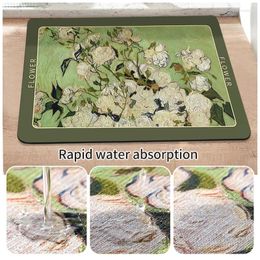 Bath Mats 50x80cm Retro Artistic Bathroom Mat Non-slip Absorbent Area Rug Oil Painting Style Door Shower Room Printed Floor