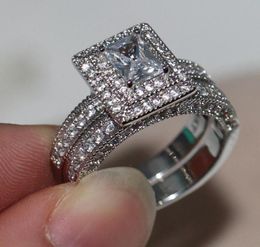 choucong Luxury Jewellery 134pcs Diamond 14kt White gold filled Engagement Wedding Band Ring Set for Women Sz 5118347568