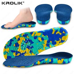 KROLIK EVA Velvet Orthopedic Insoles For Kid Adult Shoe Pad Ortic Flatfoot 2cm Hard Arch Support Heel Fixed Sports Cushion 240514