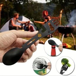 Spoons Stainless Steel 10-in-1 Spork With Can Opener Serrated Knife Wrench And Harpoon - Portable Multi-Functional Utensil For C