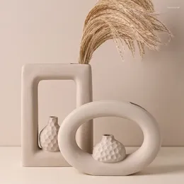 Vases Creative Embryo White Ceramic Vase Decoration For Living Room Flower Arrangement Wabi-sabi Decor Accessories Objects Modern Gift