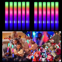 153060Pcs LED Glow Sticks Bulk Colourful RGB Glow Foam Stick Cheer Tube Dark Light for Xmas Birthday Wedding Party Supplies 240513