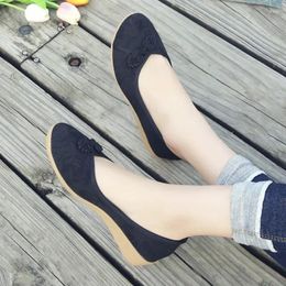 Casual Shoes Maogu 2024 Spring Autumn Flower Ethnic Style Retro Chinese Cloth Slip On For Women Cotton Linen Round Head Women's Shoe 42