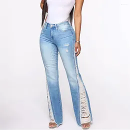 Women's Jeans Women's Flared High Waist Denim Pants Vintage Stretch 90s Streetwear Y2k Boot Cut Pant Elastic Skinny Mom Trouser