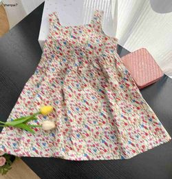 Top girl dresses Princess dress Small floral print baby skirt Size 90-150 CM kids designer clothes sling child frock 24Feb20