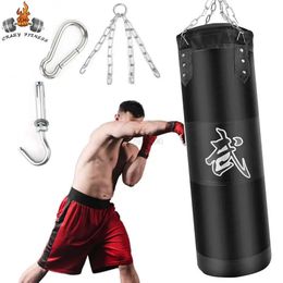 Punch Sandbag Durable Boxing Heavy Bag With Metal Chain Hook Carabiner Fitness Training Kick Fight Karate Taekwondo 240506