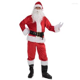 Mens Tracksuits 5Pcs Set Christmas Santa Claus Costume Fancy Dress 2022 Adt Men Cosplay Red Outfit Suit Plus Size S-3Xl Drop Deliver Dhezi