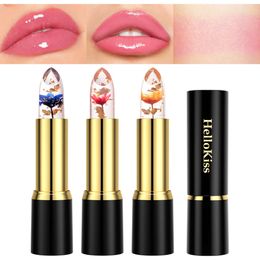 Hellokiss Jelly Flower Lipstick Fuktande och fuktgivande smink färgande guldfolie värmande läppstift