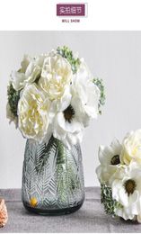 High Quality Beautiful White Peony Artificial Flowers Bouquet Home Furnishing Decorative Simulation Flower 6pcs Lot4792192