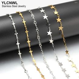 Chains 316L Stainless Steel Cross Necklaces For Women Silver Gold Colour Neck Chain Choker Fashion Jewellery Wholesale 16-20 Inch