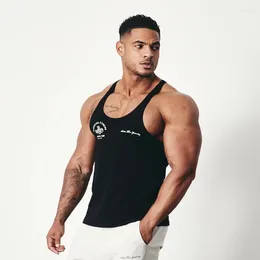 Men's Tank Tops Men Vest Summer Sports Fitness Cotton Breathable Stretch Printing Gym Running Basketball Training Bodybuilding