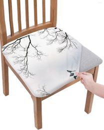 Chair Covers Chinese Style Tree Winter Bird Reflection Elastic Seat Cover For Slipcovers Home Protector Stretch