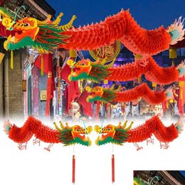 Other Event Party Supplies 1.5M/1.0M Spring Festival Dragon Lantern Chinese Year Hanging Paper Lamp Ornaments Shop Mall Yard Decor Dhlnb