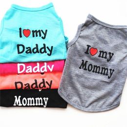 Fashion Pet Puppy Summer Shirt Small Dog Cat Pet Clothes Mommy Daddy Vest T Shirt 5 Colours Wmslw Ohhse