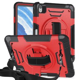 Rugged Case for iPad air 11 2024 Generation 11 inch TPU+PC Case, Heavy Duty Shockproof with Hand Strap 360 Degree Rotatable Kickstand Protective for air4/air5/air6
