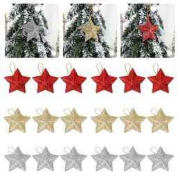 Party Decoration 6PCS/SEt Christmas Tree Topper Star Gold Silver Glitter Five-Pointed Pendant Xmas Ornaments For Home Year Deco