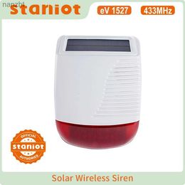 Alarm systems Staniot wireless outdoor solar flash alarm 433MHz waterproof high decibel alarm with flashing light suitable for home Burglar alarm system WX