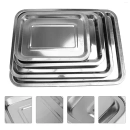 Plates 4 Pcs Tray Cake Bread Bandejas Para Comida Stainless Steel Baking Pans Platter