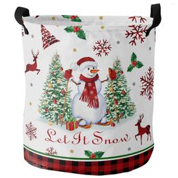 Laundry Bags Christmas Snowman Snowflake Elk Foldable Basket Large Capacity Waterproof Clothes Storage Organiser Kid Toy Bag