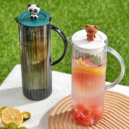 Hip Flasks WORTHBUY Plastic Juice Water Jug Stripe Pitcher Cold Kettle With Cute Lid Home Transparent Beverage Dispenser 750ML