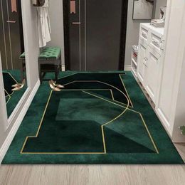 Carpets Dark Green Modern Light Luxury Living Room Sofa Coffee Table Carpet Simple Porch Entry Non-slip Rug Bedside Rugs Children's