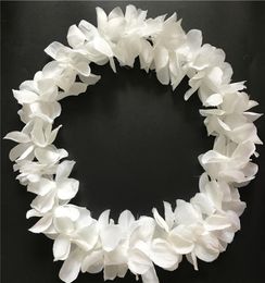 White Hawaiian Hula Leis Garland Necklace Flowers Wreaths Artificial Silk Wisteria Flowers Festive Wedding Party Suppliers 100pcs 9193556