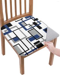 Chair Covers Nordic Retro Mediaeval Geometric Abstract Blue Elastic Seat Cover For Slipcovers Home Protector Stretch