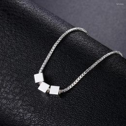 Pendants 925 Sterling Silver Three Square 18 Inch Box Chain Pendant Necklace For Women Man Fashion Wedding Party Charm Jewellery