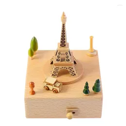 Decorative Figurines Innovative Hand Crank Music Box Ferris Wheel Birthday Cake Shaped Wooden Present Christmas Gift For Kids