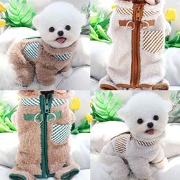 Dog Apparel Winter Puppy Cotton Coat Pet Four Legged Clothing Teddy Zipper Shirt Marquis Thickened Plush Warm Clothes